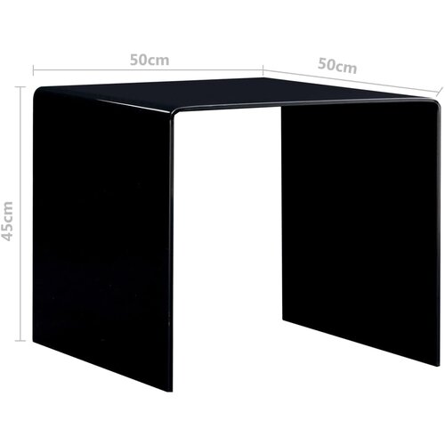 Stolić za kavu crni 50 x 50 x 45 cm od kaljenog stakla Slike