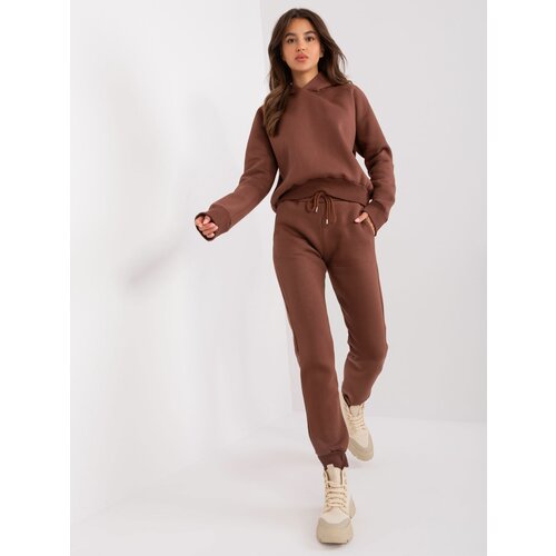 Fashion Hunters Dark brown basic tracksuit with trousers Slike