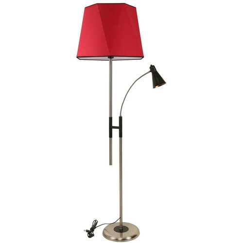 Opviq Forza Mat Krom Lambader Altıgen Kırmızı Abajurlu Red Floor Lamp Cene