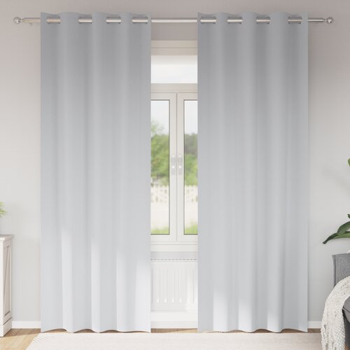 VidaXL Zavese z zavesami 2 pcs Svetlo siva 225 x 140 cm Poliester Slike