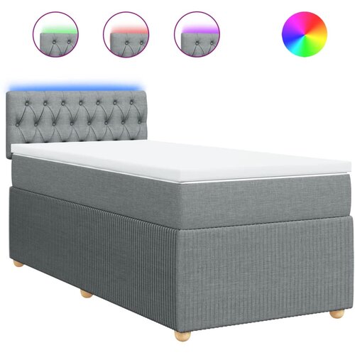 vidaXL Box spring postelja z vzmetnico svetlo siv 100x200 cm blago, (21292094) Cene