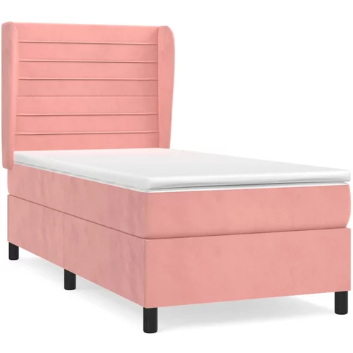 vidaXL Box spring postelja z vzmetnico roza 80x200 cm žamet, (20893198)