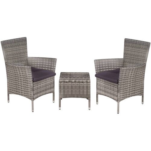  3-dijelni bistro set od poliratana sivi Cene