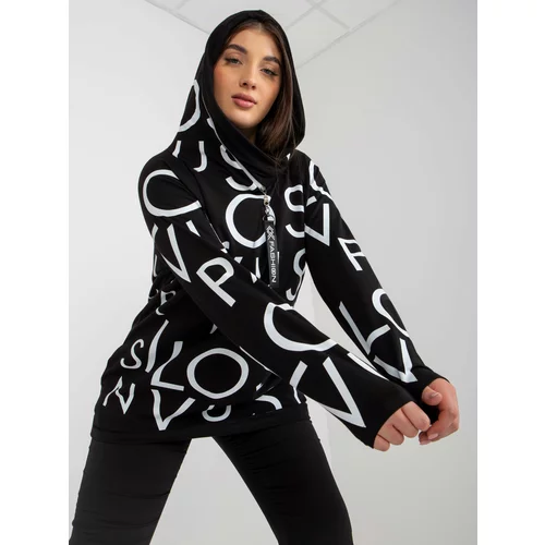 Fashion Hunters Women's black plus size hoodie with lettering