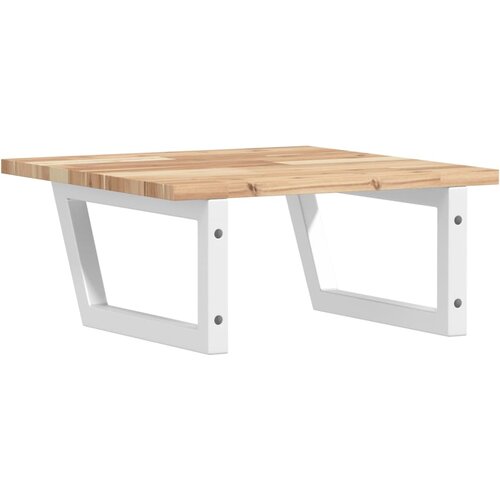  Zidna polica za umivaonik od čelika i masivnog bagremovog drva Smeđa 50 x 50 x 2 cm Slike