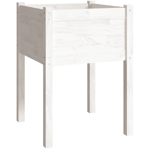  Vrtne sadilice 2 kom bijele 50 x 50 x 70 cm od masivne borovine Slike
