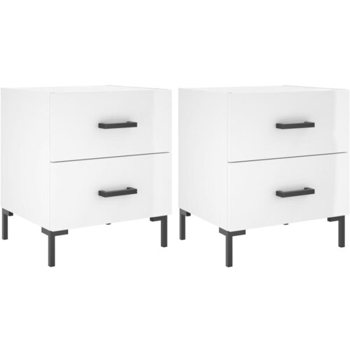 Maison Chic Dvo delni komplet Nočne omarice - Nočne mize visok sijaj bela 40x35x47,5 cm inžen. les, (21687992) Slike