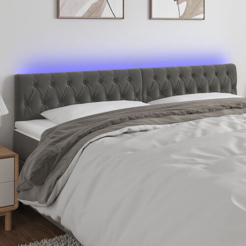VidaXL LED posteljno vzglavje temno sivo 180x7x78/88 cm žamet Slike