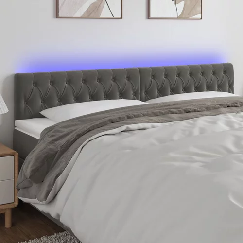 vidaXL LED posteljno vzglavje temno sivo 180x7x78/88 cm žamet