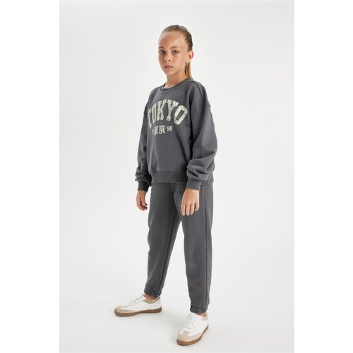 Defacto girl Printed Sweatshirt Tracksuit Bottom 2-Piece Set Slike