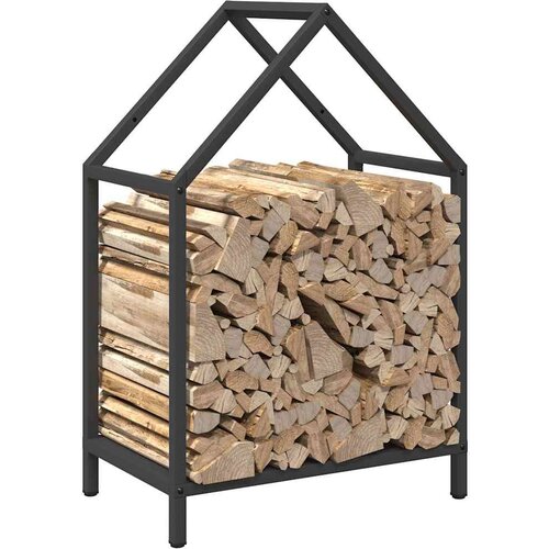  Stalak za drva crni 40x25x60 cm hladno valjani čelik Slike
