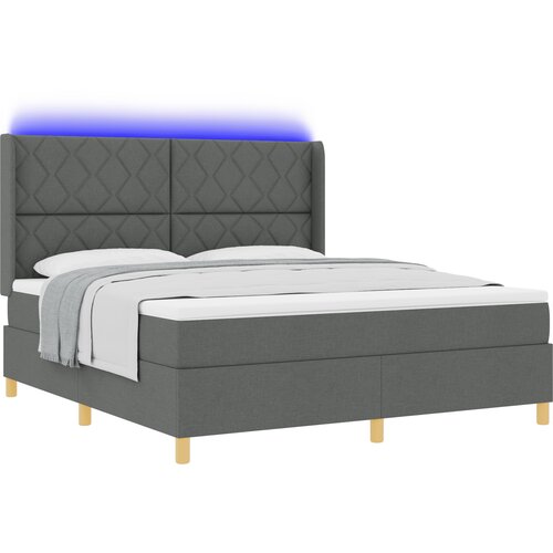 vidaXL Postelja s vzmetnico in LED temno siva 180x200 cm iz blaga, (22048896) Cene