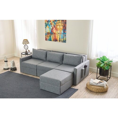 Atelier Del Sofa Ugaona garnitura na razvlačenje Saros, 230x72x110 cm, Siva Cene