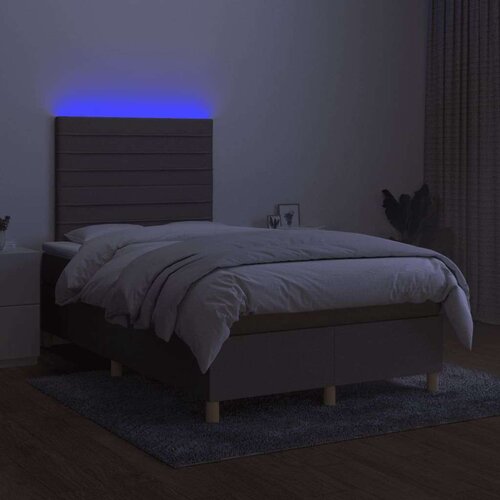  Krevet s oprugama i madracem LED smeđesivi 120x190cm od tkanine Slike