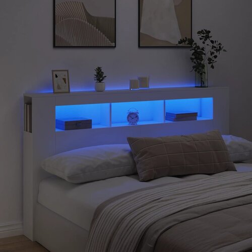 VidaXL LED uzglavlje bijelo 180x18 5x103 5 cm konstruirano drvo Slike