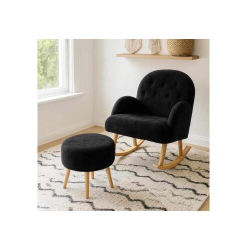 Atelier Del Sofa fotelja i tabure dugmeli black Cene