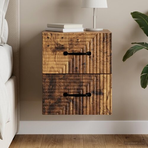  Noćni ormarić za montažu na zid Staro drvo 34,5 x 33 x 40 cm Slike
