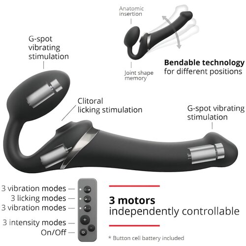 Strap-On-Me S - vibrator sa zračnim valovima koji se pričvr&amp;scaron;ćuje - mali (crni) Slike