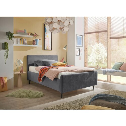 MID.YOU OBLAZINJENA POSTELJA 120 cm x 200 cm , tekstil, leseni material temno siva Cene
