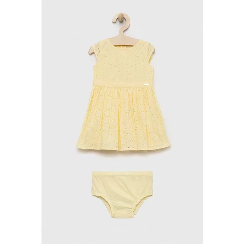 Guess Otroška bombažna obleka rumena barva