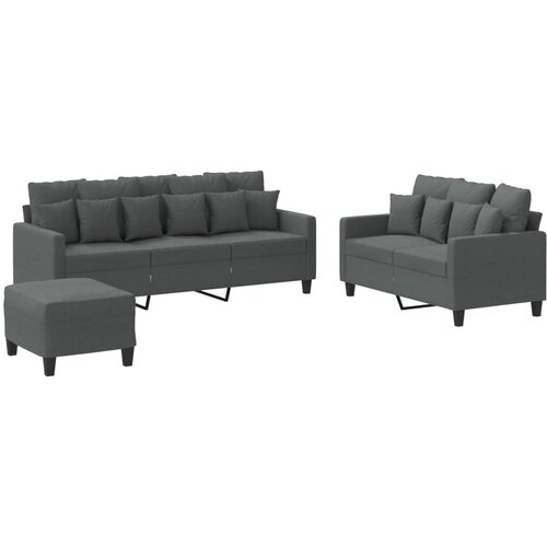 Maison Chic Sedežna garnitura - kavč z blazinami 3-delna temno sivo blago, (21729031) Cene