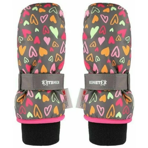 KinetiXx Candy Mini Grey Printed Hearts 4 Skijaške rukavice