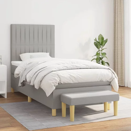 Box spring krevet s madracem svjetlosivi 90x190 cm od tkanine
