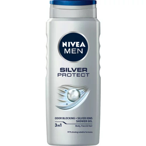 Nivea men silver protect gel za tuširanje za tijelo, lice i kosu 500 ml za muškarce
