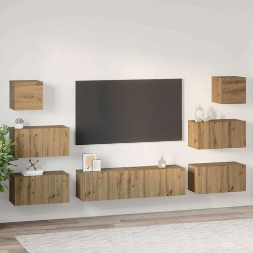  Set TV komoda Zidne Ostalo s pohranom s vratima 8 pcs hrast artisan 60 x 30 x 30 cm Slike