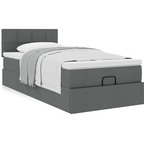 VidaXL otomanski okvir kreveta s madraca tamnosivi 90x200cm od tkanine Slike