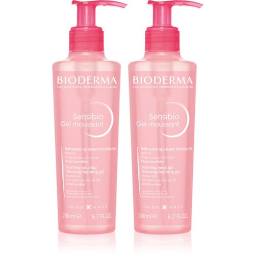 Bioderma Sensibio Gel Moussant 1+1 ugodno pakiranje za popolno čiščenje obraza 2x200 ml Cene