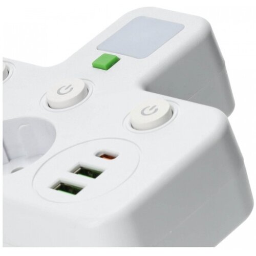  Produžni razdelnik sa prekidačem i LED osvetljenjem LINEA 2Z + 3xUSB A/C SCHUKO 4000K bela Slike