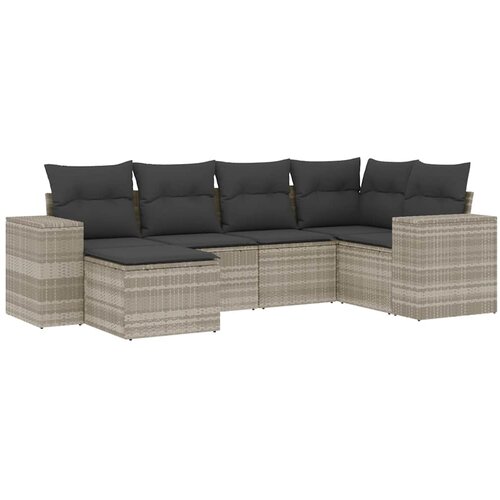  6-dijelni set vrtnih sofa od poliratana s jastucima svjetlosivi Slike