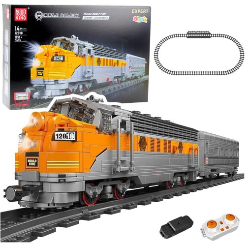 Vlak sa tračnicama na sastavljanje i daljinsko upravljanje - 1751 element - narančasti Cijene