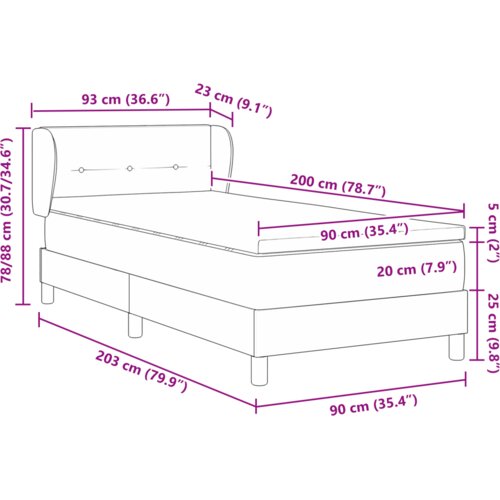 VidaXL Podnice s madracem taupe 90x200 cm tkanina Slike