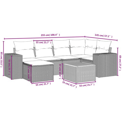  7-dijelni set vrtnih sofa od poliratana s jastucima bež 83 x 62 x 69 cm Slike