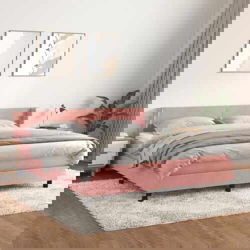 The Living Store Box spring postelja z vzmetnico roza 180x200 cm žamet - Box Spring Postelja, (21493367) Cene