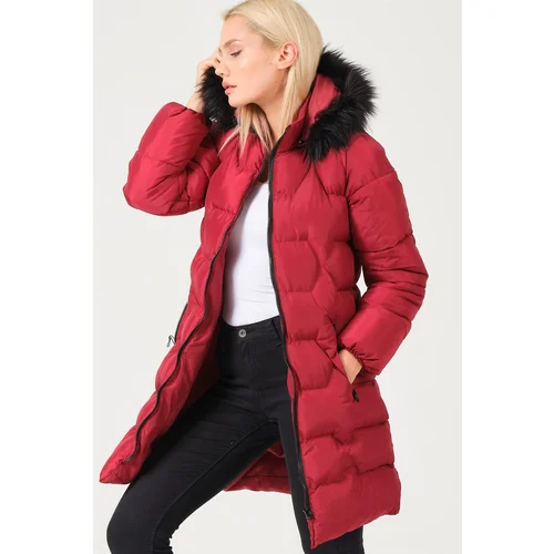 Dewberry Z6760 LADIES COAT-BURGUNDY