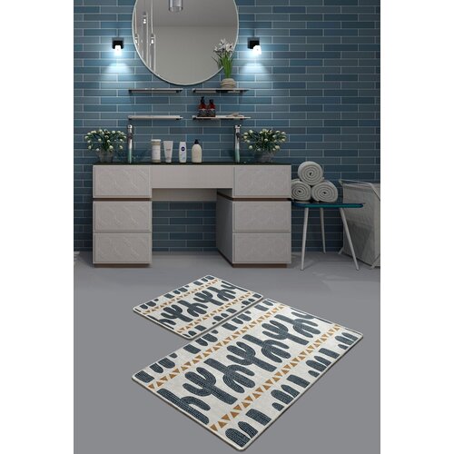  Happy Cactus 2 Multicolor Bathmat Set (2 Pieces) Cene