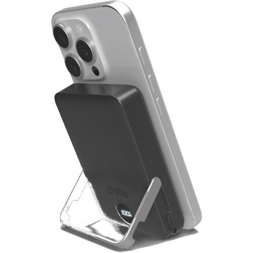 Sbs Brezžična magnetna prenosna baterija 10000 mAh s stojalom in LCD zaslonom TEBB10000MAGSTAND črne barve, (5000265633) Cene