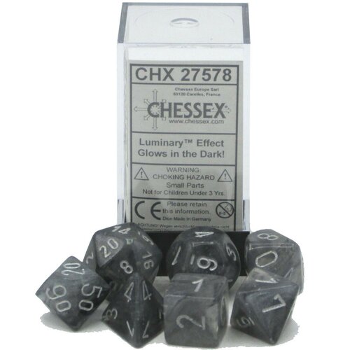 Chessex kockice - borealis - luminary - light smoke & silver - set of ten d10's Slike