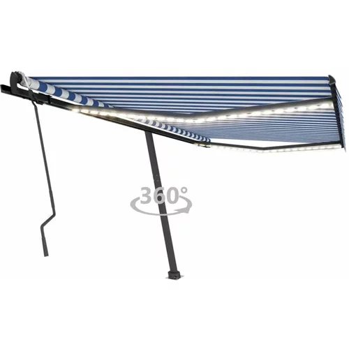 Tenda Ročno zložljiva tenda z LED lučkami 450x300 cm modra in bela, (20729102)
