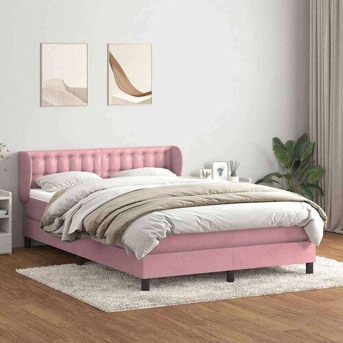 Box spring postelja z vzmetnico roza 140x210 cm žamet, (22011415) Cene