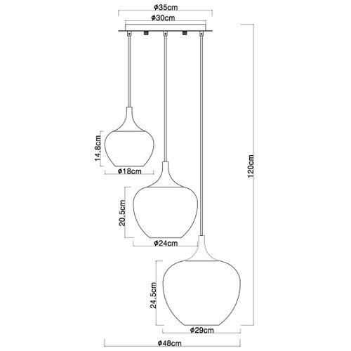 Globo 15548-3HG - visilica na sajli maxy 3xE27/40W/230V bakarna Slike