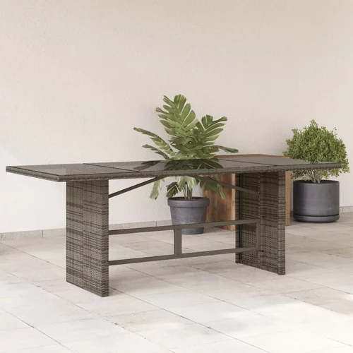  Vrtni stol sa staklenom pločom sivi 190x80x75 cm od poliratana