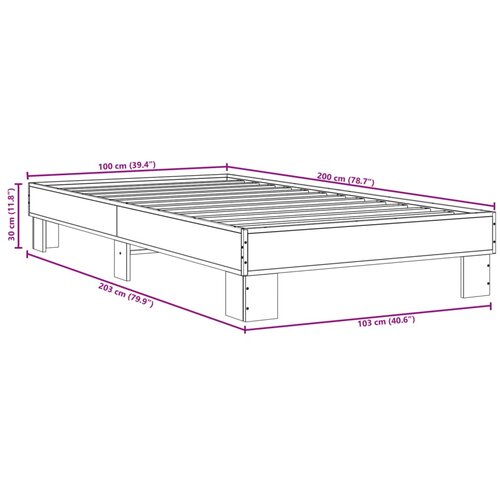  Okvir za krevet boja hrasta 120x200cm konstruirano drvo i metal Slike