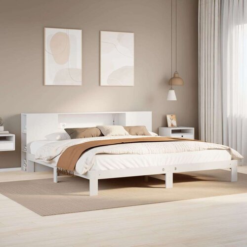 vidaXL Krevet s regalom z knjige bez madraca bijeli 180x200cm borovina Cijene