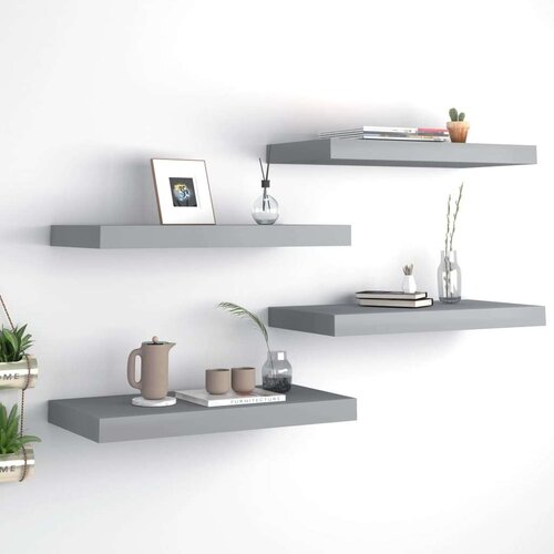 vidaXL Stenske police 4 kosi sive 50x23x3,8 cm MDF Cene