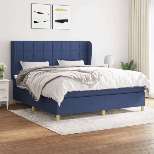  Box spring postelja z vzmetnico modra 180x200 cm blago, (20791374) Slike