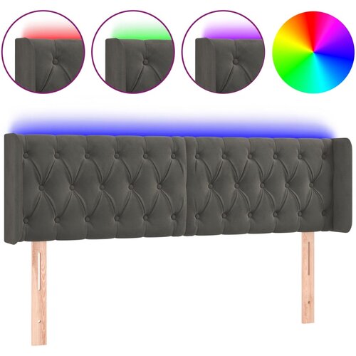 VidaXL LED posteljno vzglavje temno sivo 147x16x78/88 cm žamet, (20793807) Slike